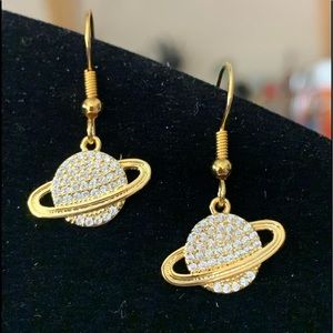 Gold Saturn Earrings